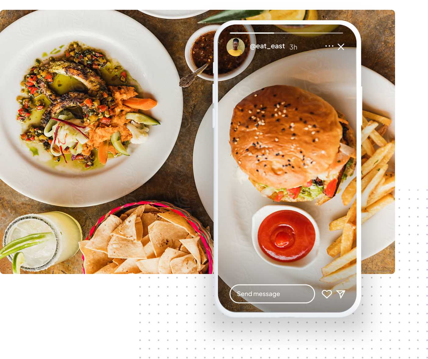 A phone is taking a photo of the underlying image of a burger